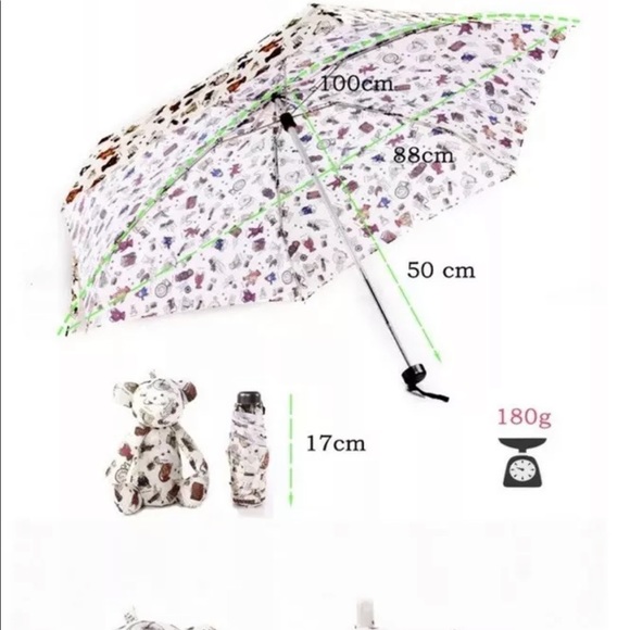 Bear cute mini umbrella pouch keychain compact womens - Picture 3 of 7